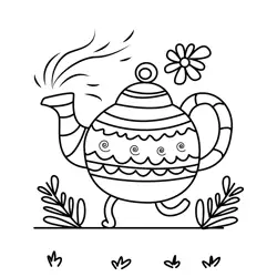 Whimsical Teapot Tea Time Free Coloring Page for Kids
