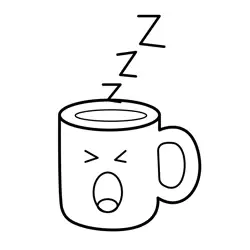 Sleepy Morning Beverage Mug Free Coloring Page for Kids