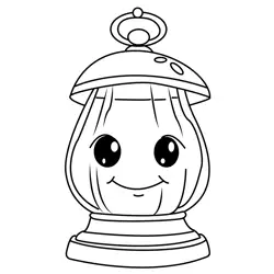 Cute Cozy Lantern Happy Face Free Coloring Page for Kids