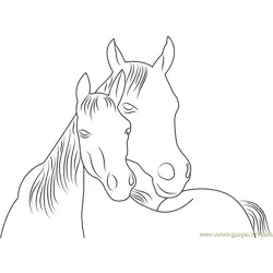 Horse in Love Free Coloring Page for Kids