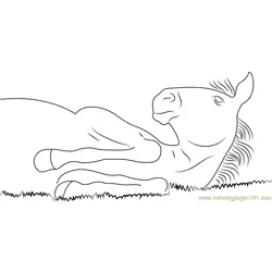 Lazy Horse Free Coloring Page for Kids