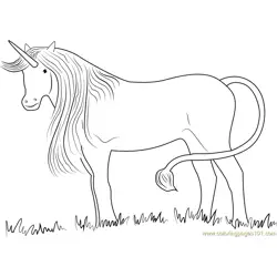 Silver Unicorn Standing in Miisty Forest Free Coloring Page for Kids