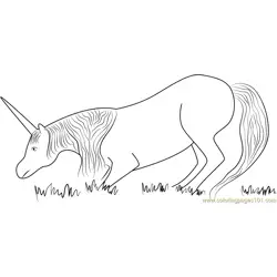 Unicorn Eating Grass Free Coloring Page for Kids