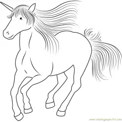 Unicorn Running Free Coloring Page for Kids