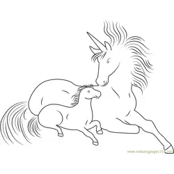 Unicorn With Her Son Free Coloring Page for Kids