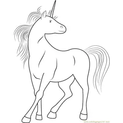 White Unicorn Free Coloring Page for Kids