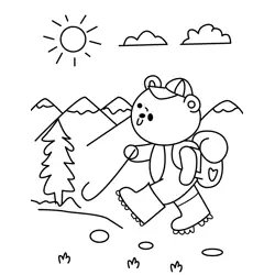 Happy Bear Goes Hiking Free Coloring Page for Kids