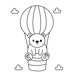 Bear's Skyward Balloon Adventure Free Coloring Page for Kids