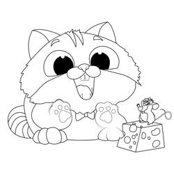 Cat and Mouse Free Coloring Page for Kids