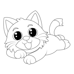 Cat on Floor Free Coloring Page for Kids