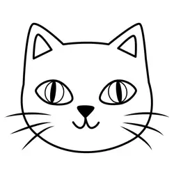 Cute Cat Face Simple Free Coloring Page for Kids
