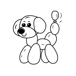 Cute Balloon Dog Character Free Coloring Page for Kids