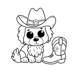 Adorable Western Puppy Pal Free Coloring Page for Kids