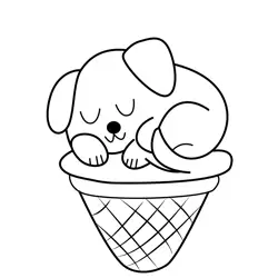 Sweet Doggy Ice Cream Cone Free Coloring Page for Kids