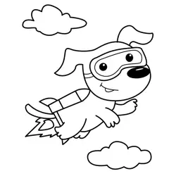 Rocket Dog Flying High Free Coloring Page for Kids