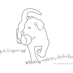 Dog playing with Ball Free Coloring Page for Kids