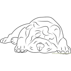 Sleeping Bull Dog Free Coloring Page for Kids