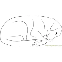 Tired Dog Free Coloring Page for Kids