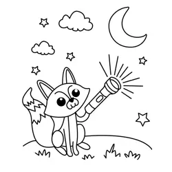 Fox's Nighttime Outdoor Adventure Free Coloring Page for Kids