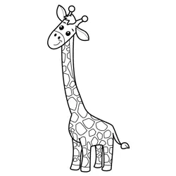 Friendly Cartoon Giraffe Standing Free Coloring Page for Kids