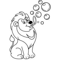 Playful Lion Bubble Fun Free Coloring Page for Kids