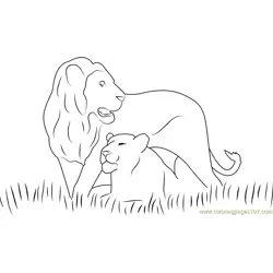 Two Lions Free Coloring Page for Kids