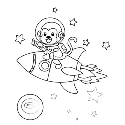 Astronaut Monkey Rocket Adventure Free Coloring Page for Kids