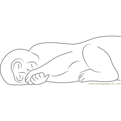 Cute Sleeping Monkey Free Coloring Page for Kids