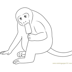 Monkey Enjoying Ice Cream Stick Free Coloring Page for Kids