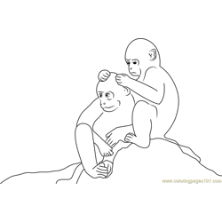 Monkey Hair Dressing Free Coloring Page for Kids