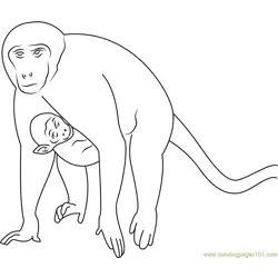 Monkey and Son Run Free Coloring Page for Kids