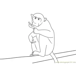 Nervous Monkey Free Coloring Page for Kids