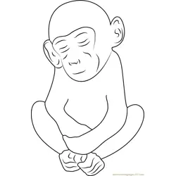Sleeping Monkey See Free Coloring Page for Kids