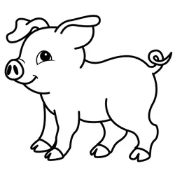 Happy Little Piglet Standing Free Coloring Page for Kids