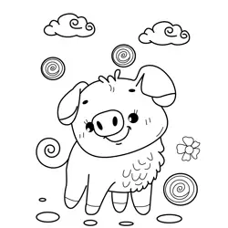 Smiling Cuddly Piglet Character Free Coloring Page for Kids