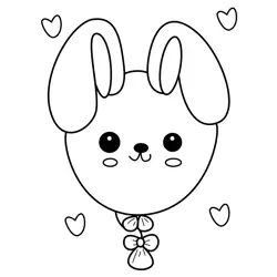 Cute Bunny Head with Hearts Free Coloring Page for Kids