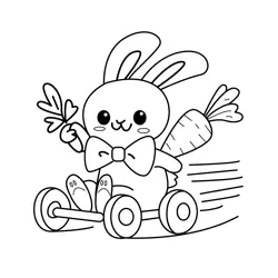 Speedy Bunny Carrot Race Free Coloring Page for Kids