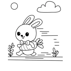 Speedy Bunny Carrot Race Free Coloring Page for Kids