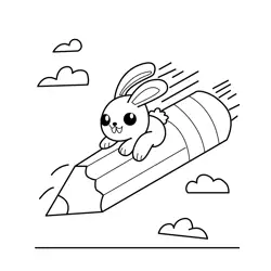 Bunny's Magical Pencil Journey Free Coloring Page for Kids