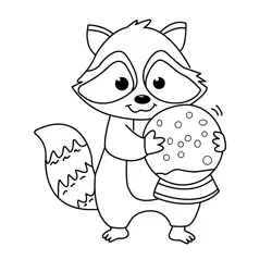 Cute Raccoon Holding Snow Globe Free Coloring Page for Kids