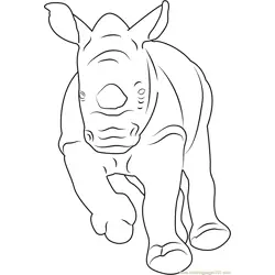 Baby Rhino Running Free Coloring Page for Kids