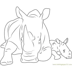 Cute Rhino Free Coloring Page for Kids