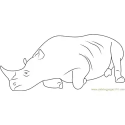 Realxing Rhino Free Coloring Page for Kids