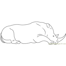 Rhino Sitting Down Free Coloring Page for Kids