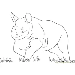 Running Baby Rhino Free Coloring Page for Kids