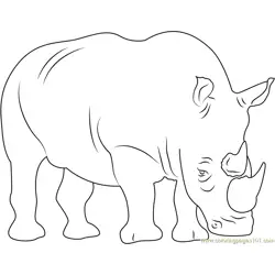 Two Horned Rhino Free Coloring Page for Kids