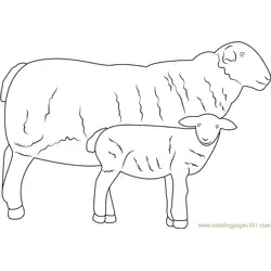 Sheep with her Baby Free Coloring Page for Kids