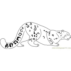 Snow Leopard Going for Hunting Free Coloring Page for Kids