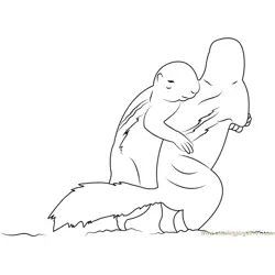 Two Squirrel Hug Each Other Free Coloring Page for Kids