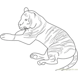 Tiger Relaxing Free Coloring Page for Kids